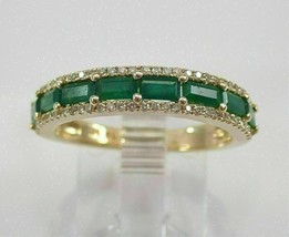 4.15 Ct Baguette Cut Simulated Emerald Band Ring Gold Plated 925 Silver - £67.64 GBP