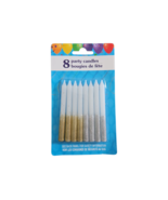 Birthday Party Candles White/Gold White/Silver Glitter 8pc Set Size: 3&quot; ... - $90.43 MXN