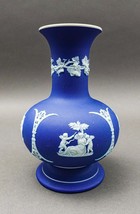 Wedgewood England Blue Jasperware Footed Vase 8&quot; - £149.45 GBP