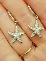 1.50Ct Diamante Taglio Rotondo Starfish Goccia Orecchini 14k Bianco Finitura Oro - £96.54 GBP