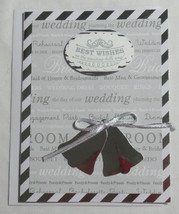 Stampin Up! Handmade card White Silver Wedding Best Wishes Bells Foil w/envelope - £4.89 GBP