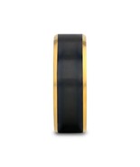 Gold Plated Titanium Ring Black Brushed Center Beveled Comfort Fit 8mm - $158.58 CAD