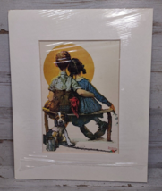 Norman Rockwell The Little Spooners Boy Girl Dog Sunset Matted Print 10&quot; *READ* - £13.41 GBP