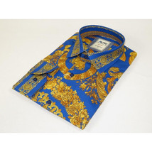 Men's AVM Crystal Shirt Medallion Medusa Cotton Slim Fit 9628-06 Royal Blue image 9