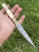 CUSTOM HANDMADE DAMASCUS STEEL HUNTING COMBAT SPEAR HEAD WITH LEATHER SH... - $23.72