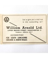 1954 Volkswagen William Arnold LTD Advertisement Import Automobilia E89F1 - $27.34 CAD