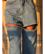 Rhinestone Cut Out Jeans - £73.04 GBP