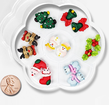 Instant NAIL CHARM RESIN Christmas Tree, Bear, Bell 14pc - $16.00