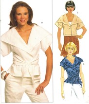 Misses Career Office Semi-fit Tops W/O Peplum Lg Wide Collar Sew Pattern 8-14 - £7.98 GBP