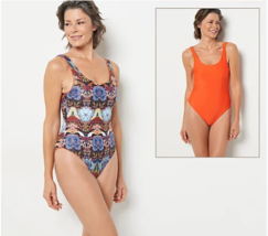 Attitudes by Renee Reversible Bathing Suit (Boho/OrngeSpice, Small) A500943. - £21.87 GBP