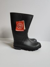 Kamik Classic Stomp Rain Boots Youth Girls Boys 1 Black Rubber NEW - £23.63 GBP
