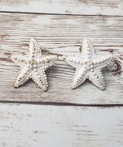 Vintage Monet Clip On Earrings - White Starfish - Fair Condition - $9.99
