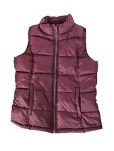 Old Navy Puffer Vest Girls XL Purple Full Zipper Pockets Fleece Lining Collar - £15.34 GBP