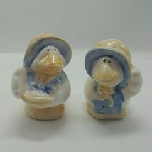 Vintage Ceramic Ducks With Bonnets Salt &amp; Pepper Shakers 3&quot; Tall - $6.92