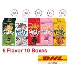 10 x Pocky Biscuit Stick Mixed Flavour Glico Coated ALL 5 Flavors Japanese Snack - $46.47