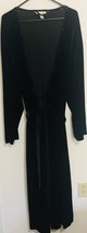 Cacique Women&#39;s Robe Size 18/20 Long Black Velvet Belted Polyester  3/4 ... - £25.64 GBP