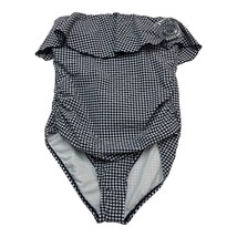 Kona Sol Bathing Suit Women XL Blue Gingham One Piece Strapless 3D Flora... - $17.05