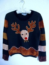 Jack B Quick Christmas Rudolph Red Nosed Reindeer Sweater S Petite Ugly ... - £15.71 GBP