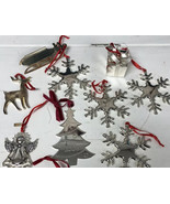Lot of 9 Silver Plated Jeweled Christmas Ornaments: Snowflakes Angel Tre... - $67.90 CAD