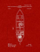 Mechanism Of Moving Vessels Or Vehicles Patent Print - Burgundy Red - £6.35 GBP+