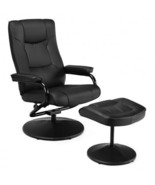 Swivel Lounge Chair Recliner with Ottoman-Black - Color: Black - £155.50 GBP