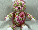Vera Bradley Lilli Bell small plush green pink floral teddy bear flower ... - $7.91