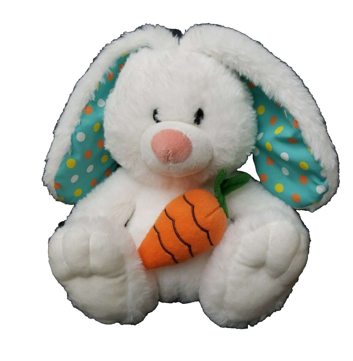 Primary image for American Greetings Easter Bunny Plush Nibbles Carrot White Polka Dot Rabbit