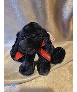 GUND Puppy Jangles dog 88095  black, sits 6&quot; high w/rattles And Red Ribbon - £2.77 GBP