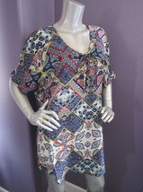 NWT Gypsy05 Bima Printed Silk Lace Front Dolman Sleeve Shift Mini Dress S $242 - $34.00