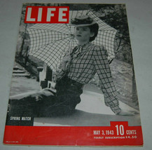 Vintage Life Magazine May 3 1943 Spring Match Pretty Woman Umbrella Coca Cola - £24.04 GBP