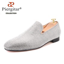 Piergitar brand 2021 Luxurious Handmade Sliver Diamond Men Shoes Wedding and Par - £231.53 GBP