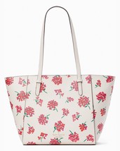 Kate Spade Becca Large Tote Pale Pink Saffiano Red Flowers KA758 NWT $359 FS Y - £101.95 GBP
