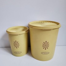 Tupperware Nesting Servalier Canisters Set of 2 With Lids Yellow Vintage 807 811 - £11.10 GBP