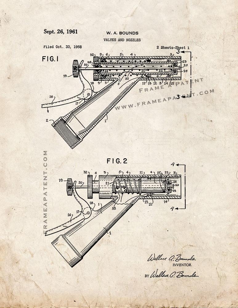 Garden Hose Nozzle Patent Print - Old Look