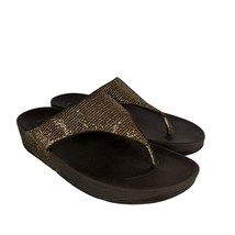 FitFlop Sandals Women 9 LuLu Superglitz Copper Thong Comfort Shimmer Wob... - £28.02 GBP