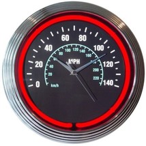 Speedometer Car Garage Neon Clock 15&quot;x15&quot; - £65.52 GBP