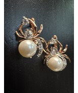 585 14K RG Stamped Pearl Drop Spider Crystal Stud Earrings - €35,01 EUR