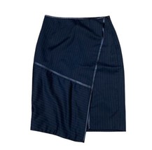 White House Black Market Women 6 Skirt Midi Asymmetric Pin Stripe Wool-B... - $427.24 MXN