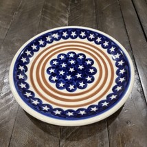 Boleslawiec Polish Pottery Americana Stars &amp; Stripes Red White Blue 9.5”... - $29.69