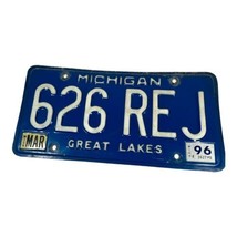 Vintage Michigan GREAT LAKES 1996 Blue Tag License Plate  # 626 REJ Man Cave - £14.93 GBP