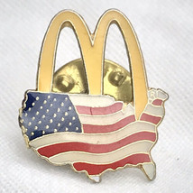 McDonald&#39;s USA Flag Patriotic Pin Gold Tone Enamel Pin - £7.95 GBP