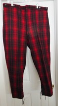 Vintage WOOLRICH Buffalo Plaid Laced Ankle Hunting Pants 100% Wool Red 4... - $89.95