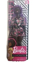 Barbie Fashionistas Doll African American Purple Hair #125 Curvy Floral Dress  - $16.67