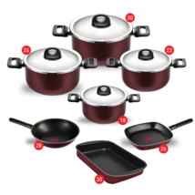 Tefal Cooking Set Stewpot 18,22,26,30+Wok 28+Grill 26+Oven Tray Coated i... - $1,007.00