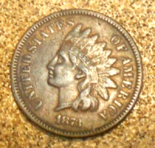 1873 Indian Head Penny #184, Rare Vintage Old Coin for Collection or Gift - £252.75 GBP