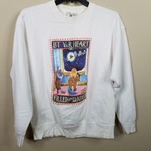 Laura Trayser Womens Christmas Sweatshirt Size XL Vintage 90s Bunny Santa White - £31.54 GBP