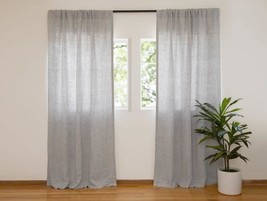 Gray Stonewashed Cotton Long Curtain Window Treatment Shower Curtain 2 Panels - £27.78 GBP+