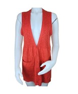 Eileen Fisher Linen Blend Vest Womens L Orange Long Line Button Cardigan... - $590.14 MXN
