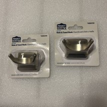 Two (2) Brushed Nickel Robe &amp; Towel Hooks ~ 4980258 - $24.35