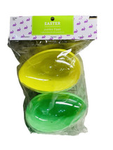 Large Jumbo Fillable Easter Egg Plastic Container Lot Of 2 Green Yellow 6 Inches - £11.74 GBP